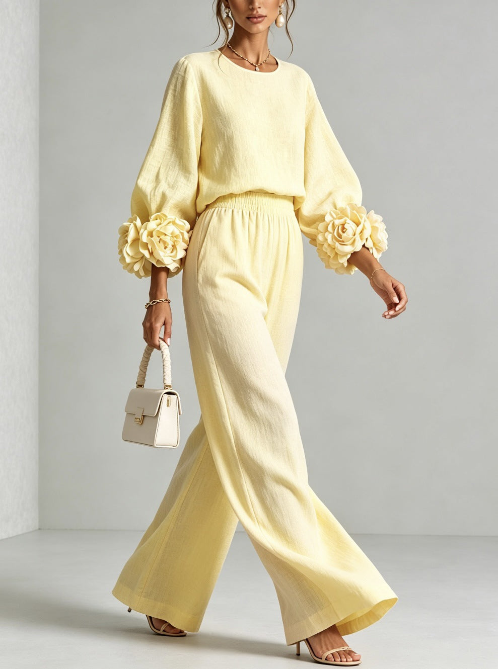 Rosalie | Completo Due Pezzi con Polsini Floreali