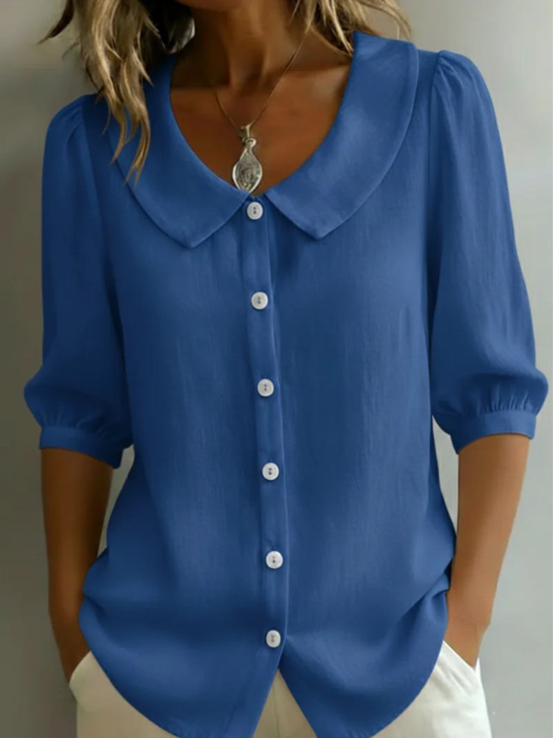 Velise™ – Blusa con chiusura frontale, colore blu scuro