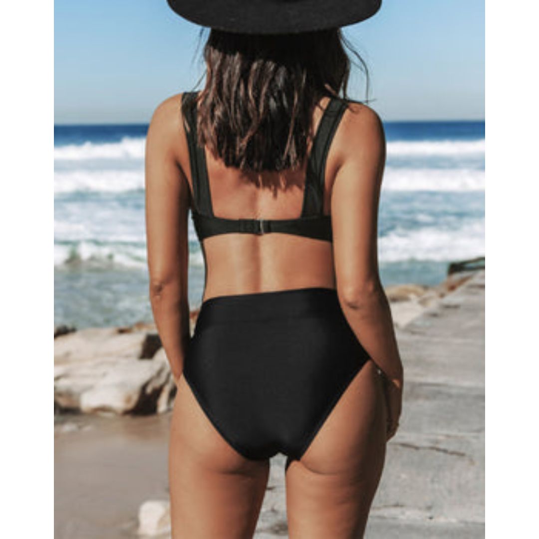Hilde - Effen Hoge Taille Badpak 2+1 Gratis