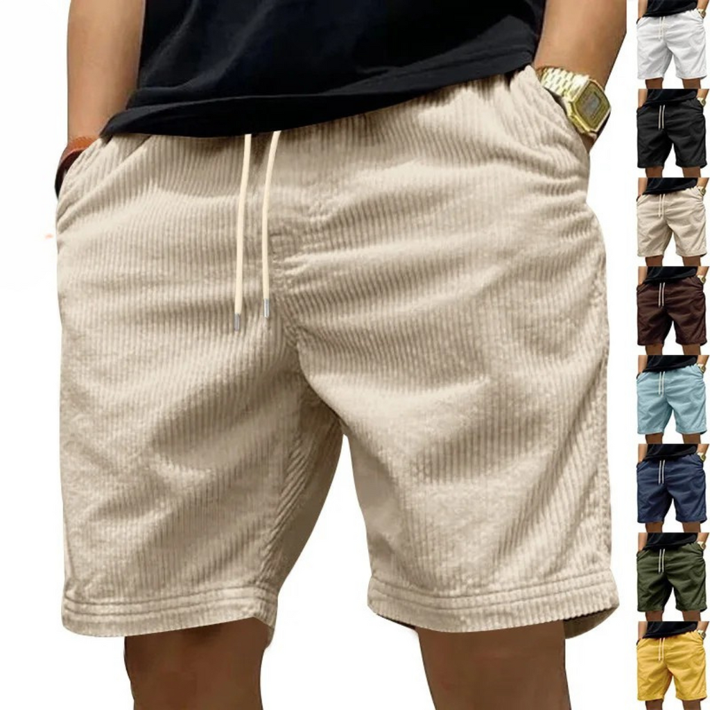 Anna | Casual Korte Broek in Velours met Ribbels