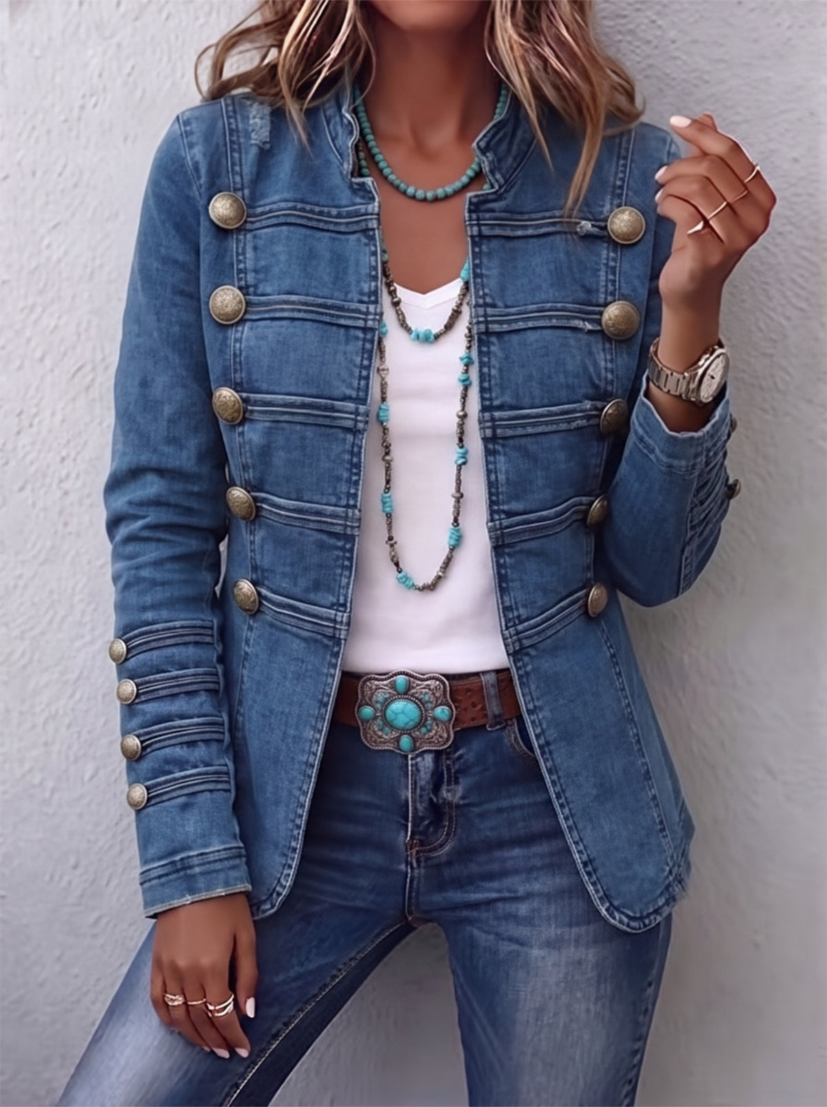 Serena | Giacca di Jeans Vintage a Bottoni
