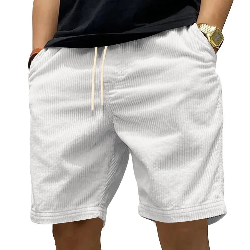 Anna | Casual Korte Broek in Velours met Ribbels