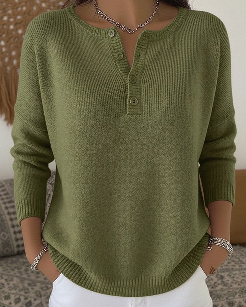 Elena | Maglione con Scollo Serafino e Bottoni