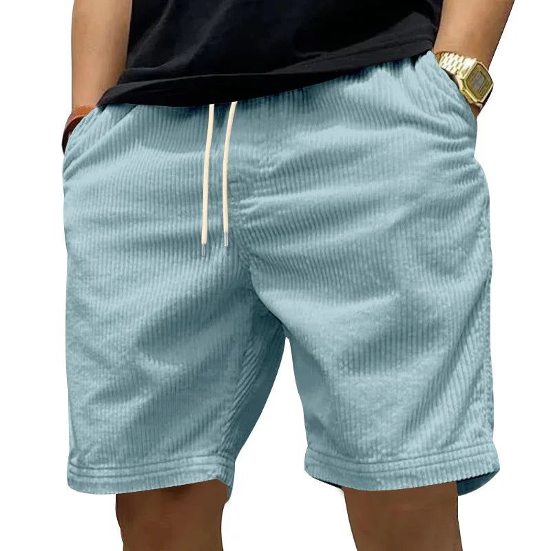 Anna | Casual Korte Broek in Velours met Ribbels
