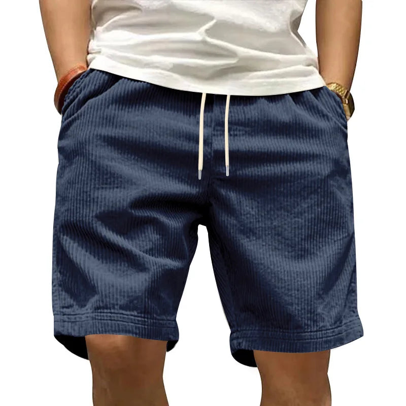 Anna | Casual Korte Broek in Velours met Ribbels