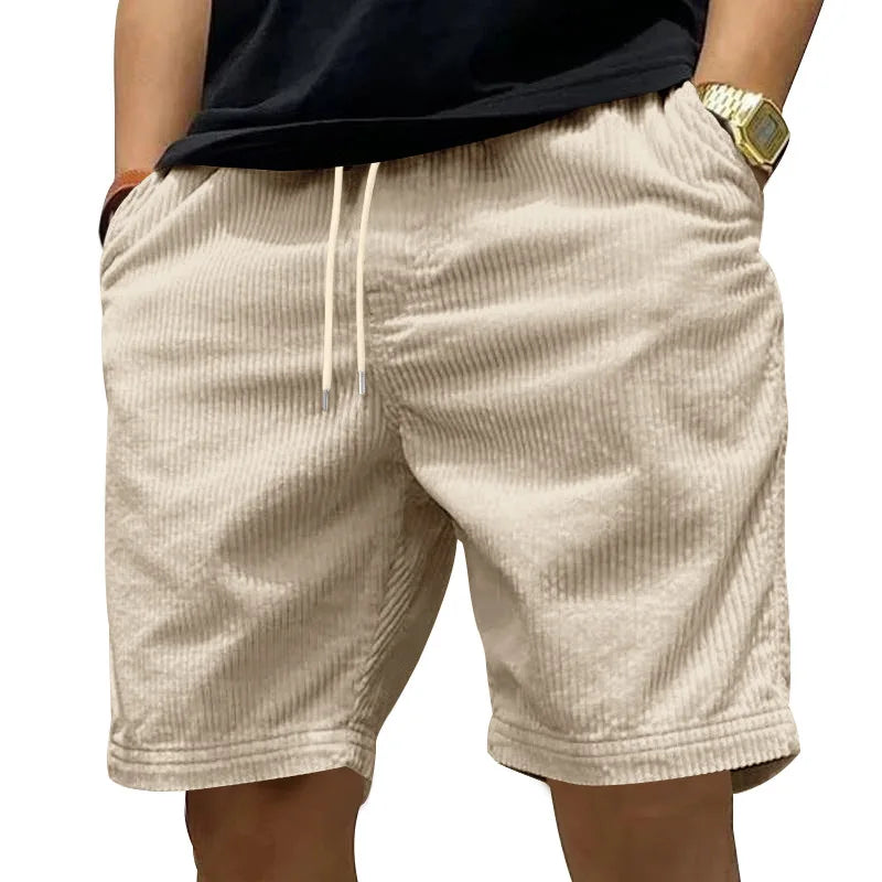 Anna | Casual Korte Broek in Velours met Ribbels