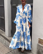Noor | Patchworkjurk met V-hals en Klokmouwen