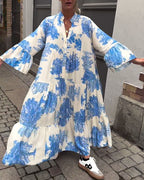 Noor | Patchworkjurk met V-hals en Klokmouwen