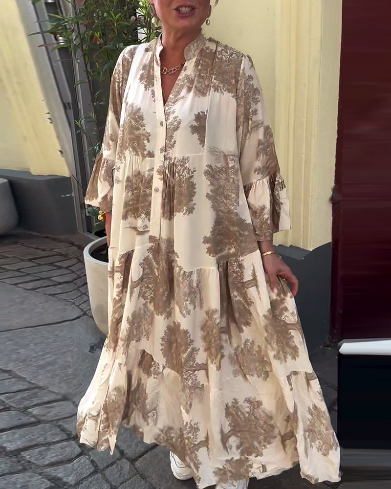 Noor | Patchworkjurk met V-hals en Klokmouwen