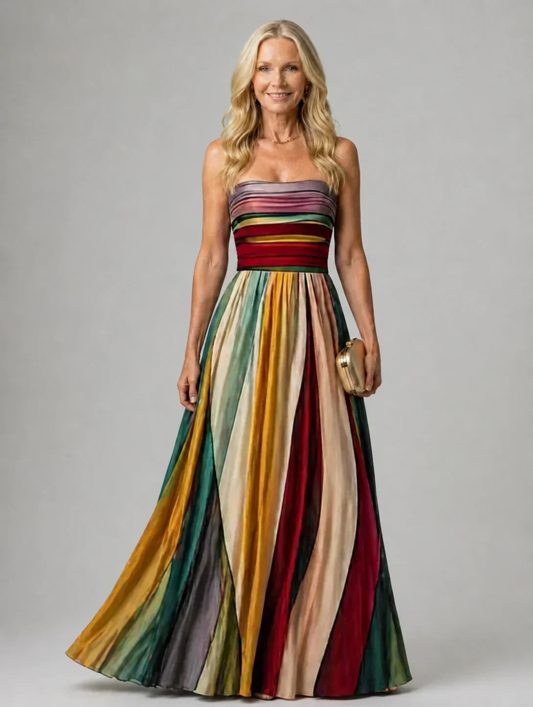 Alessia | Abito Svasato Senza Spalline, Semplice ed Elegante