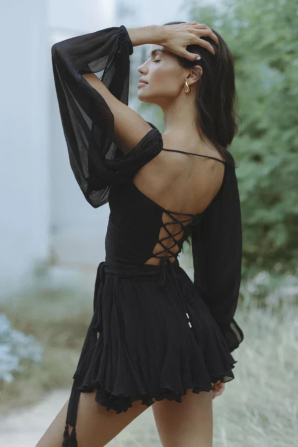Noor | Speelse Mini-jurk met Ballonmouwen