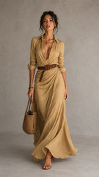 Ludmilla | Abito Maxi Camicia con Cintura