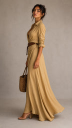 Ludmilla | Abito Maxi Camicia con Cintura