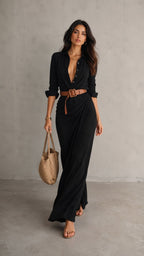 Ludmilla | Abito Maxi Camicia con Cintura