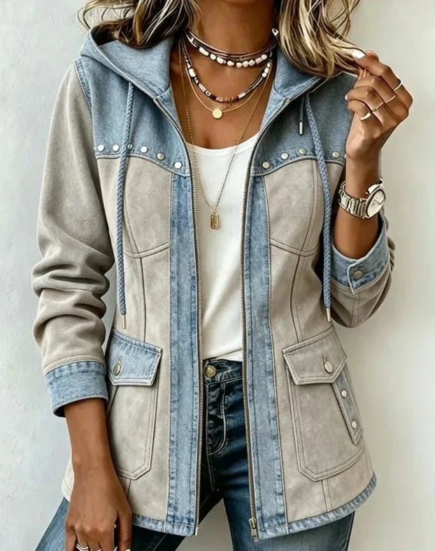 Veronica | Giacca con Cappuccio Bimateriale