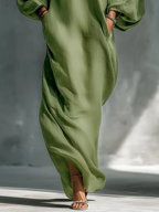Anika | Abito Maxi con Maniche a Sbuffo Verde