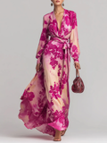 Giulia | Maxi Abito Floreale con Scollo a V e in Vita