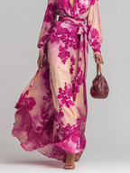 Giulia | Maxi Abito Floreale con Scollo a V e in Vita