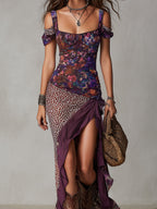 Yara | Paarse Maxi Jurk ha incontrato Luipaardprint