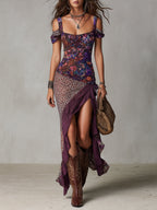 Yara | Paarse Maxi Jurk ha incontrato Luipaardprint