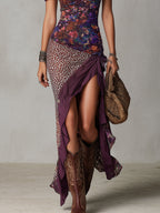 Yara | Paarse Maxi Jurk ha incontrato Luipaardprint