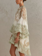 Merel | Asymmetrische Groene Jurk ha incontrato Volants