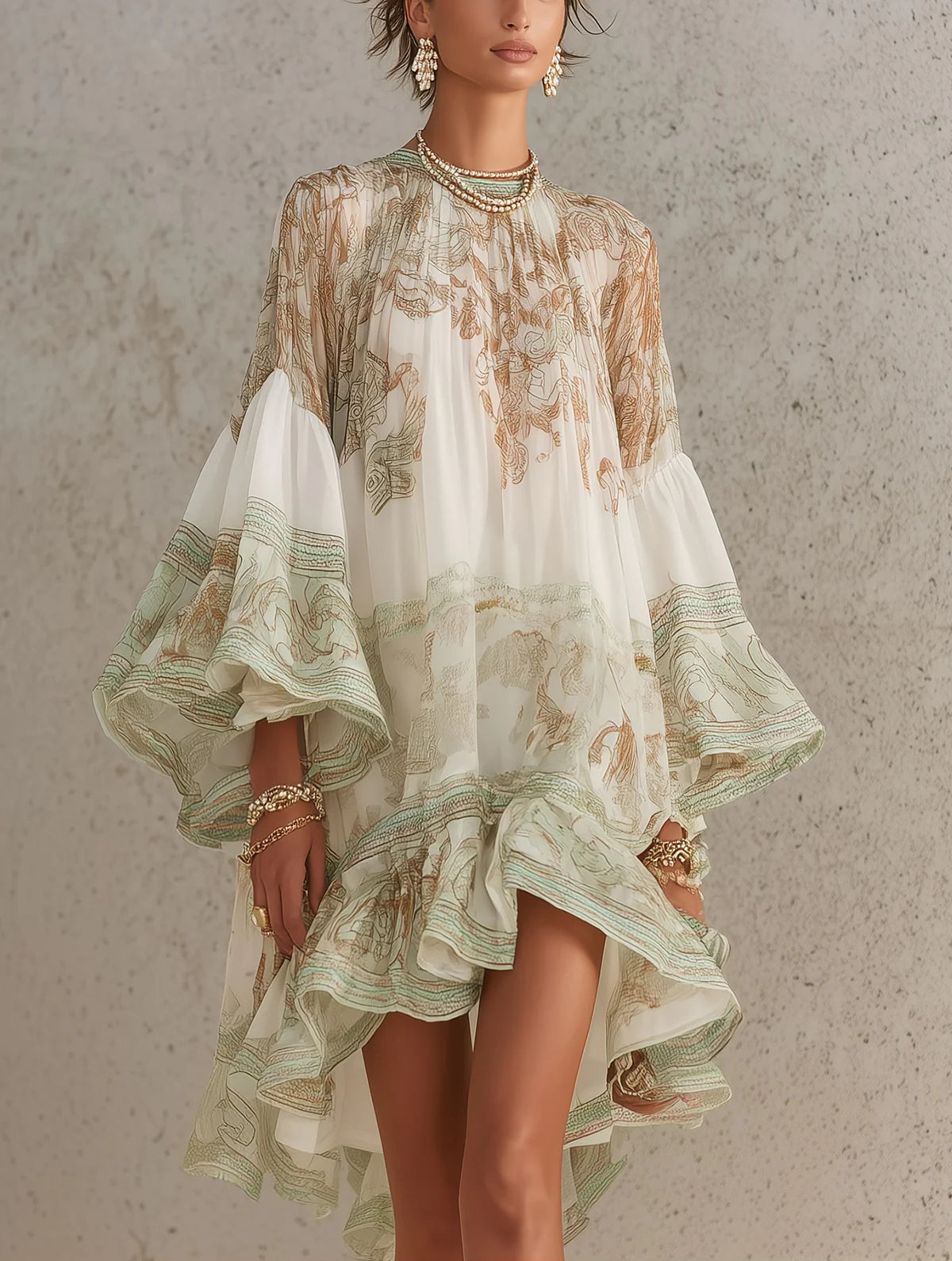 Merel | Asymmetrische Groene Jurk ha incontrato Volants