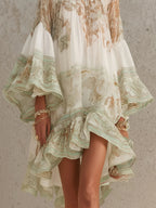 Merel | Asymmetrische Groene Jurk ha incontrato Volants