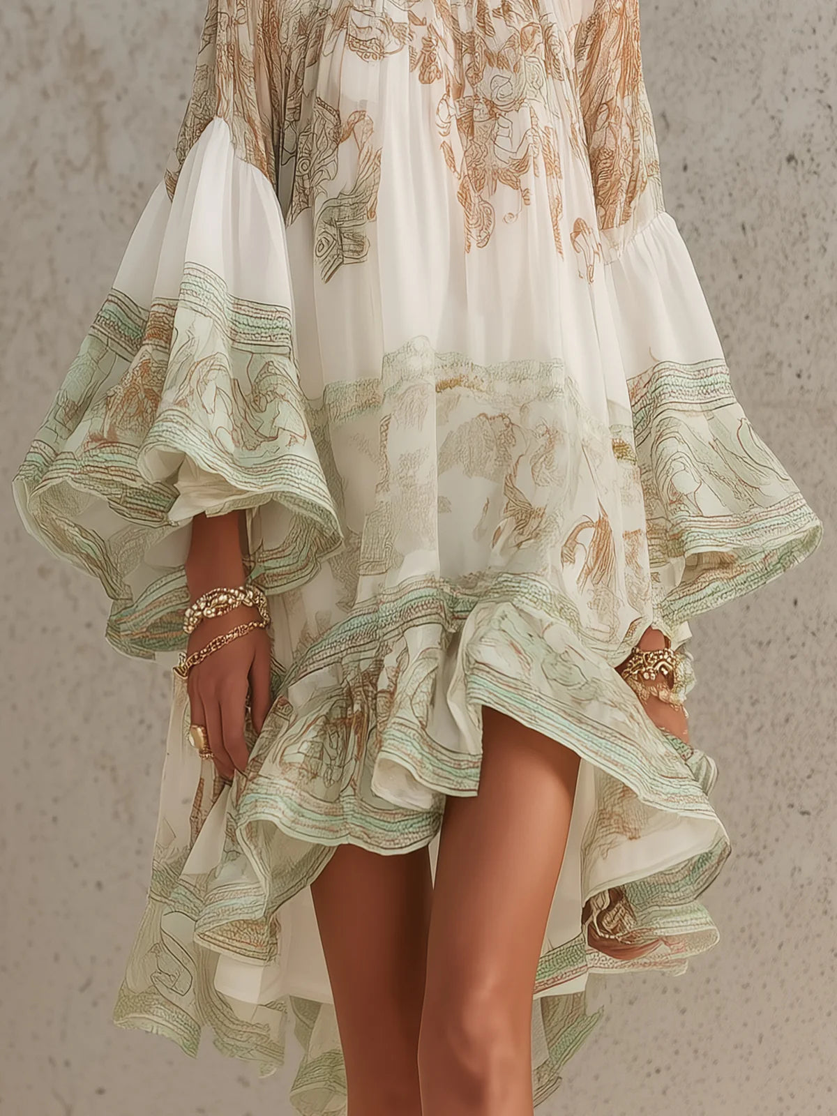 Merel | Asymmetrische Groene Jurk ha incontrato Volants