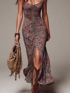 Marlene | Grijs-Mauve Maxi Jurk ha incontrato Bloemenprint