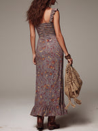Marlene | Grijs-Mauve Maxi Jurk ha incontrato Bloemenprint
