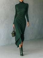 Lenora ∙ Asymmetrische wikkel-midi-jurk