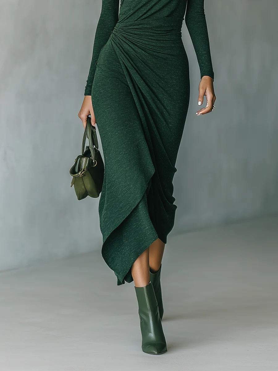 Lenora ∙ Asymmetrische wikkel-midi-jurk
