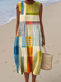 Sanne | Mouwloze Maxi Dress met Structuur
