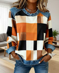 Huis Van Loon | Trui met Ruit Patchwork en Contrastkleur