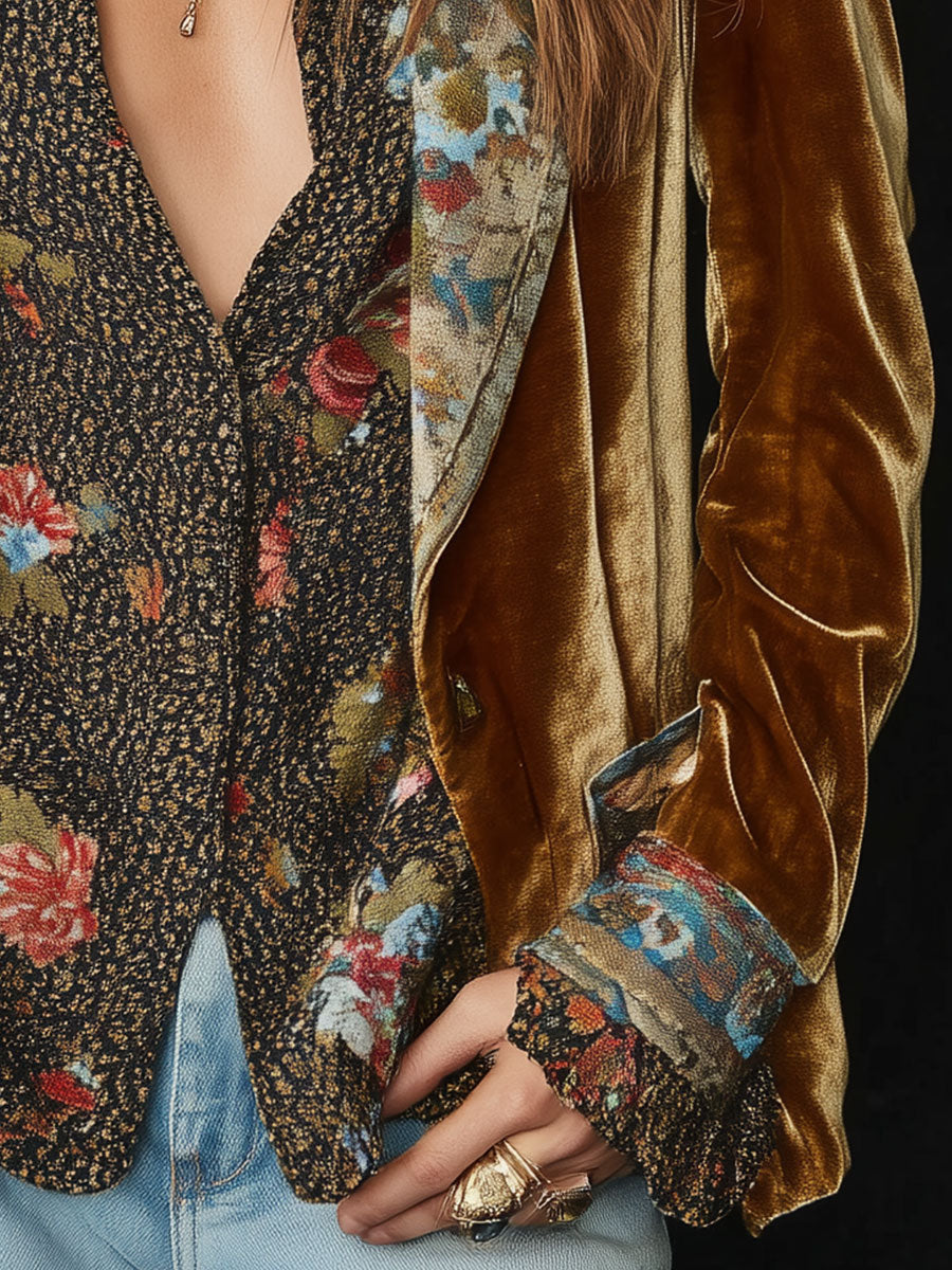 Marcellina | Blazer Patchwork Stampa Floreale Vintage