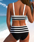 Sophie | Gestreepte Bikini met Hoge Taille