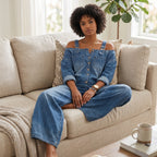 Joana - Tuta di jeans con gonna asimmetrica elegante
