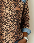 Ilse | Trui met Luipaardprint en Denim Patchwork