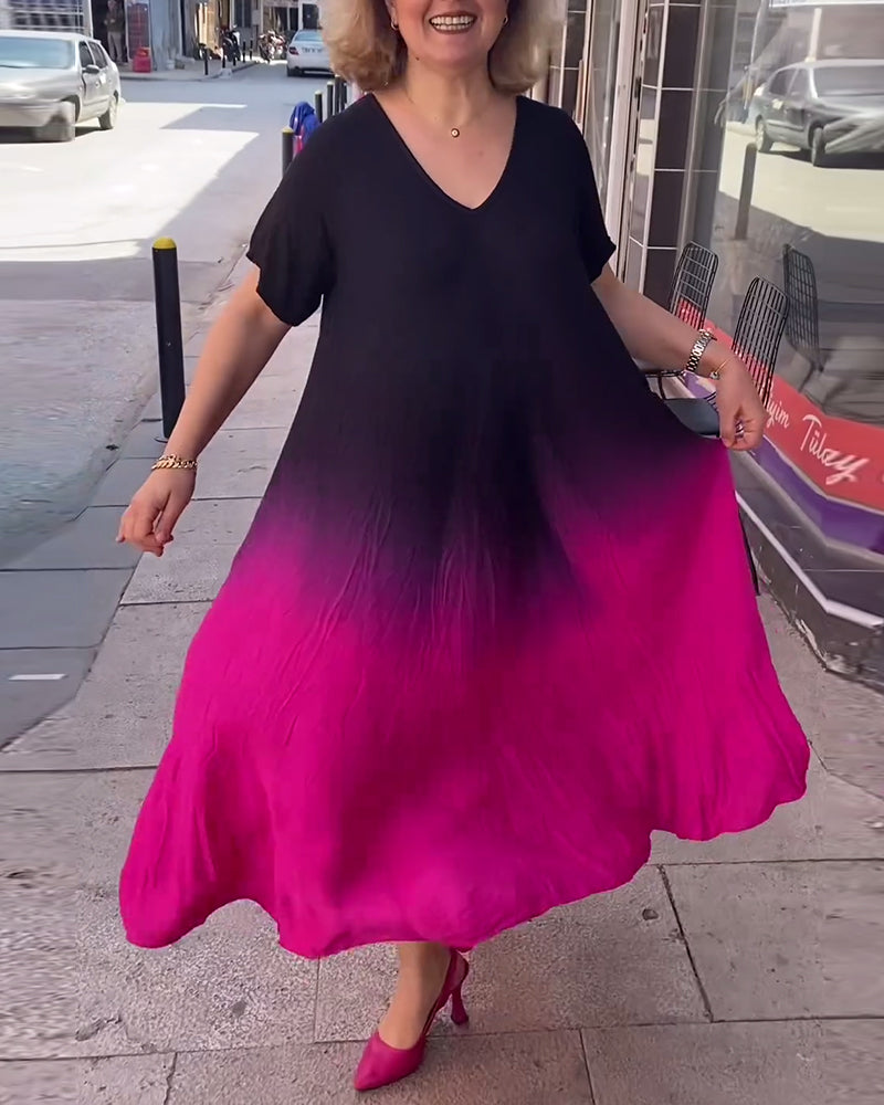 Anna | Casual Geplooide Ombre-jurk