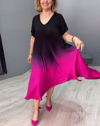 Anna | Casual Geplooide Ombre-jurk