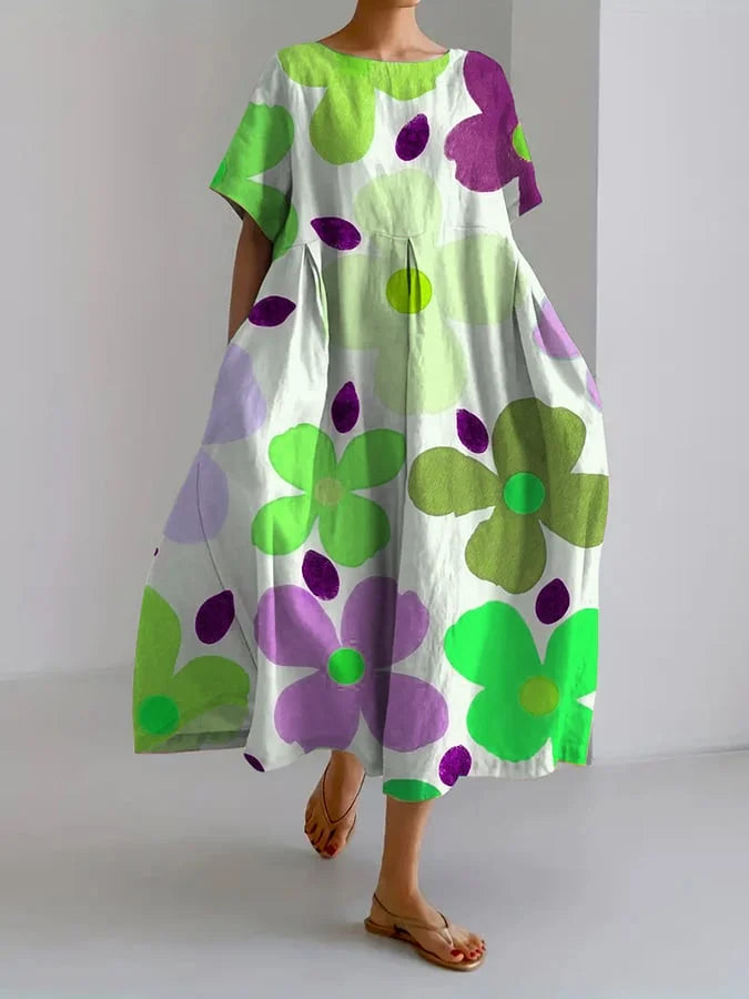 ELIANA | Midi Kjole con Blomsterprint nello stile della copertina e comfort estivo per il giorno colorato