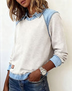 Blouse met modieuze revers en lange mouwen