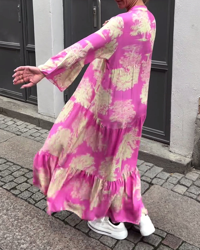 Noor | Patchworkjurk met V-hals en Klokmouwen