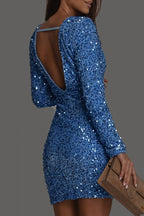 Chique Winter Backless Glitter fest Jurk voor Vrouwen