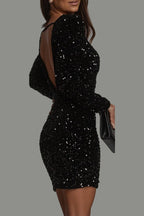 Chique Winter Backless Glitter fest Jurk voor Vrouwen