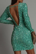 Chique Winter Backless Glitter fest Jurk voor Vrouwen