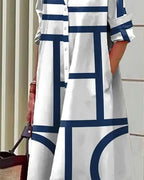 Tessa | Jurk met Zakken en Geometrische Print