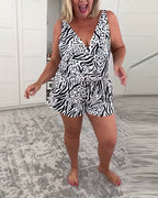Slim Fit Badpak Met Zebraprint