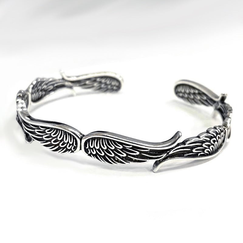 Vintage zilveren armband met engelenvleugels